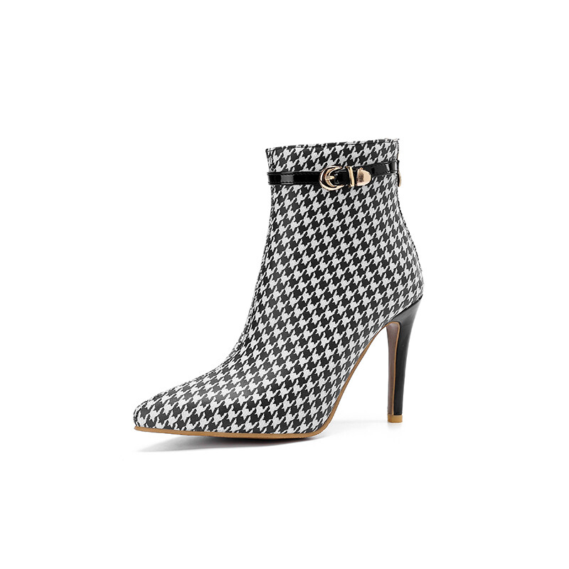 Stylish Women Ankle Boots Pointed Toe High Heels Zip Shoes Booties Big Size 3-18