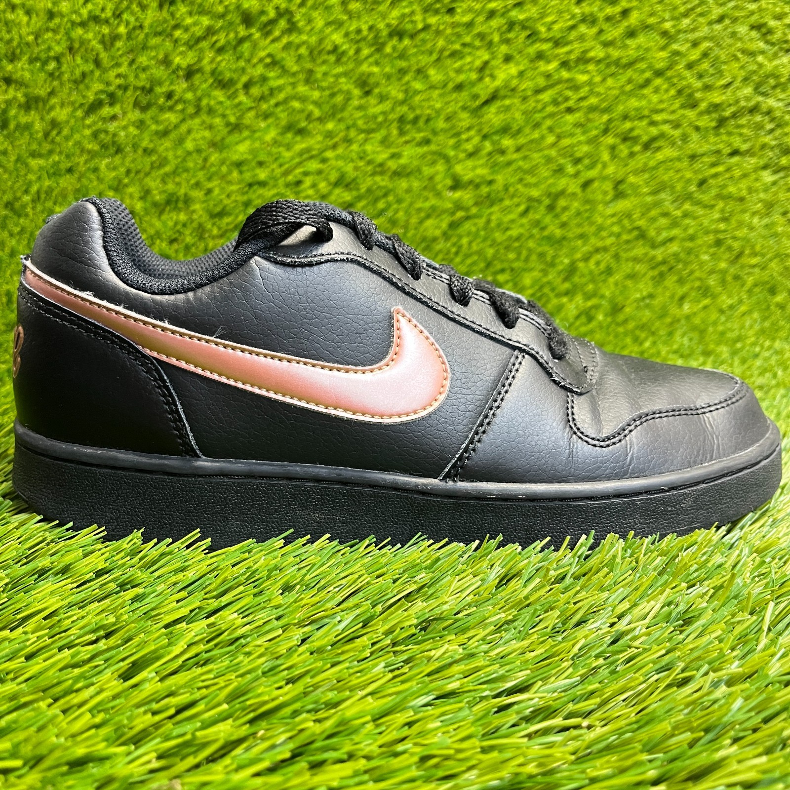 Nike Ebernon Low Womens Size 8 Black Bronze Athletic Leather Shoes Sneakers