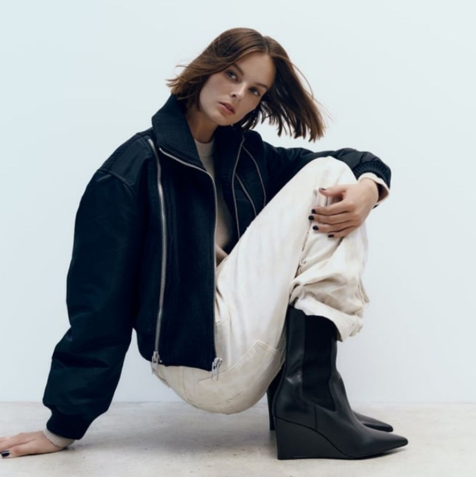 Zara Leather Wedge Ankle Boots