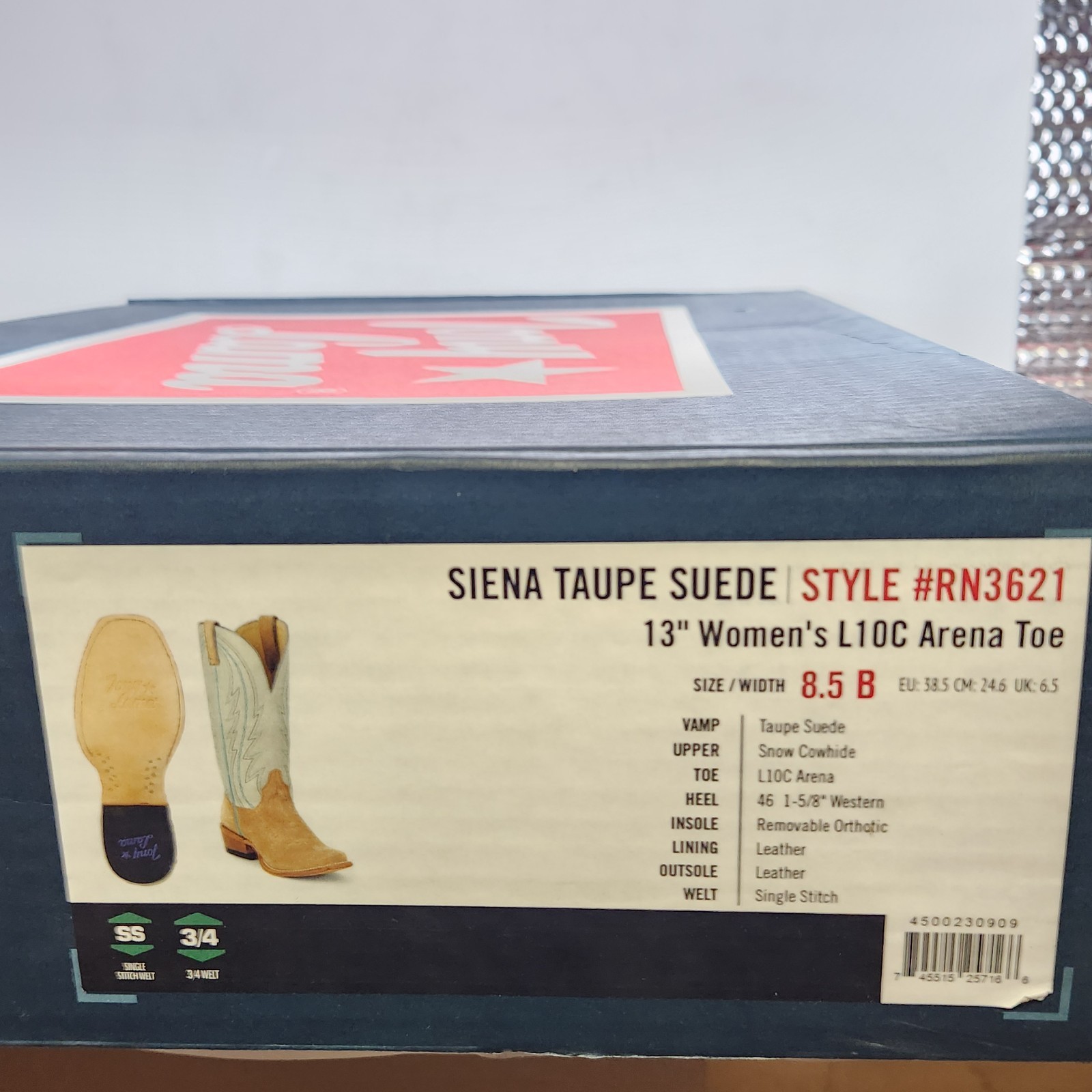 9.5 WOM – Tony Lama Siena 13″ Western – Taupe SUEDE LEATHER – RN3621