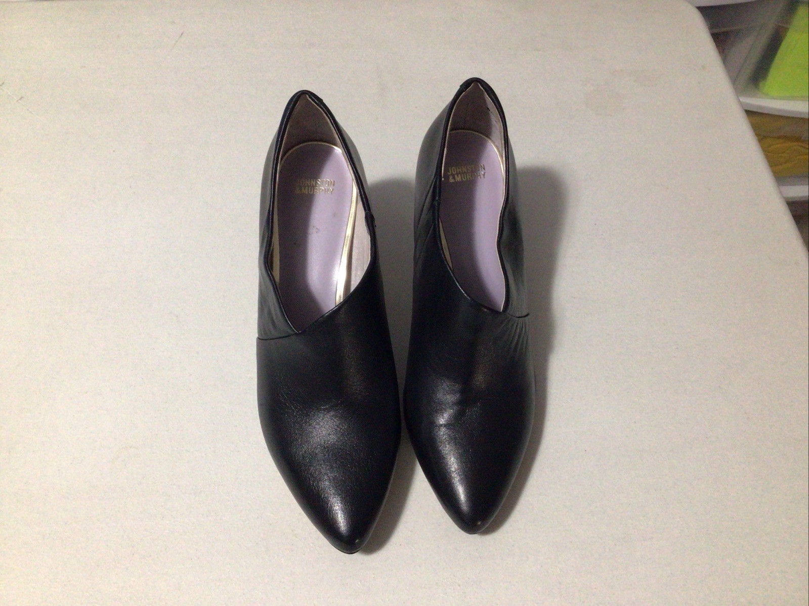 Johnston &Murphy Black Leather Pointed Toe Bootie Slip On Shoes 9.5 M