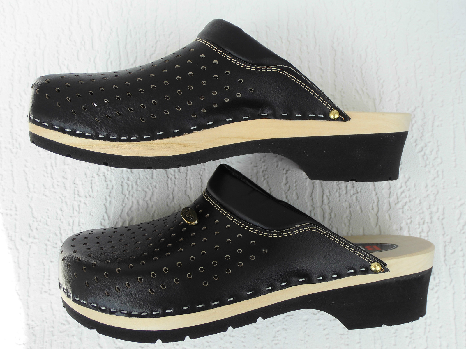 Sweden wooden clogs mules size 41 **black** genuine leather