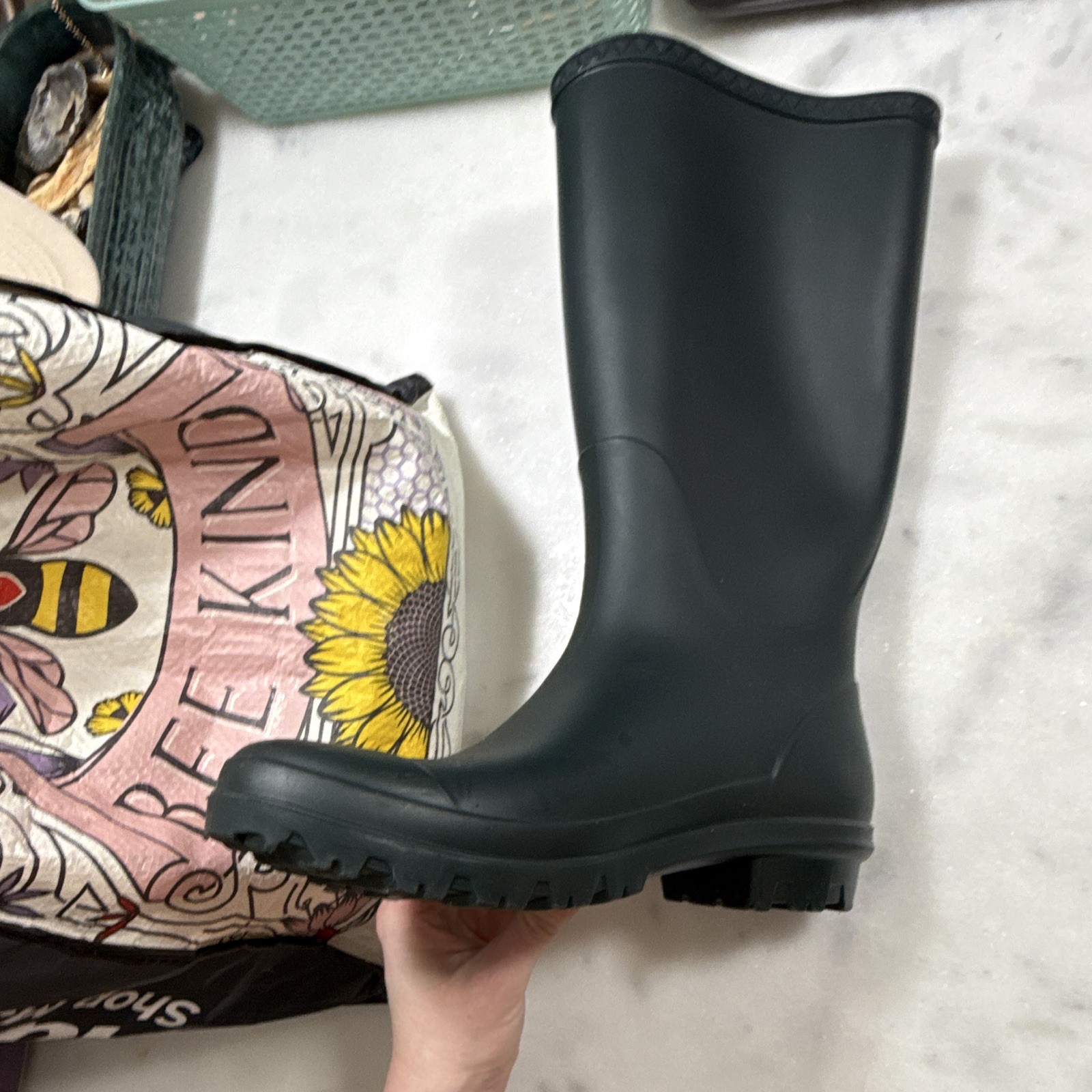 UGG Shaye Women’s Knee High Waterproof Rubber Pull-On Rain Boots Green 8