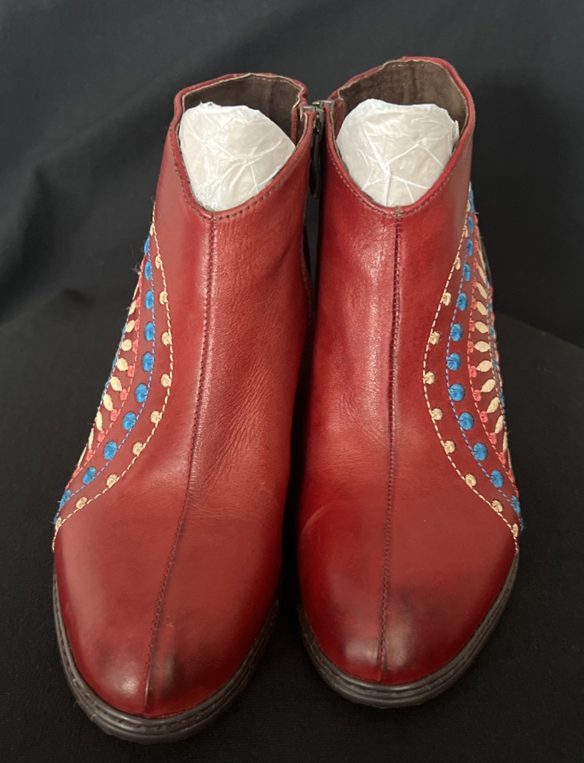 Spring Step L’artiste Rhapsody Red Multicolor Ankle Boots Sz 35 Artsy 4.5/5 US