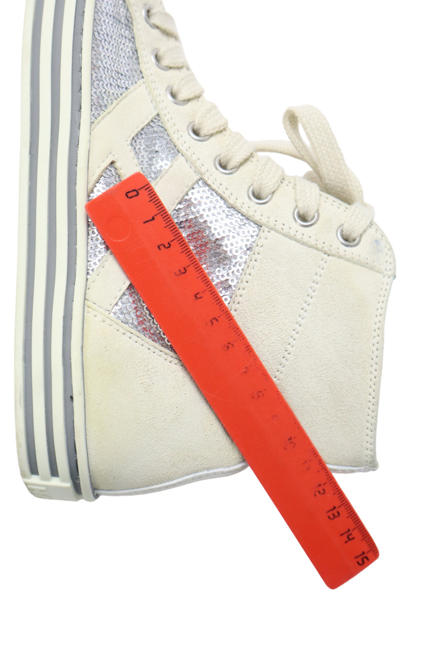 Hogan Sneakers Womens Eu 36 Shiny Ankle Round Lace Up Casual