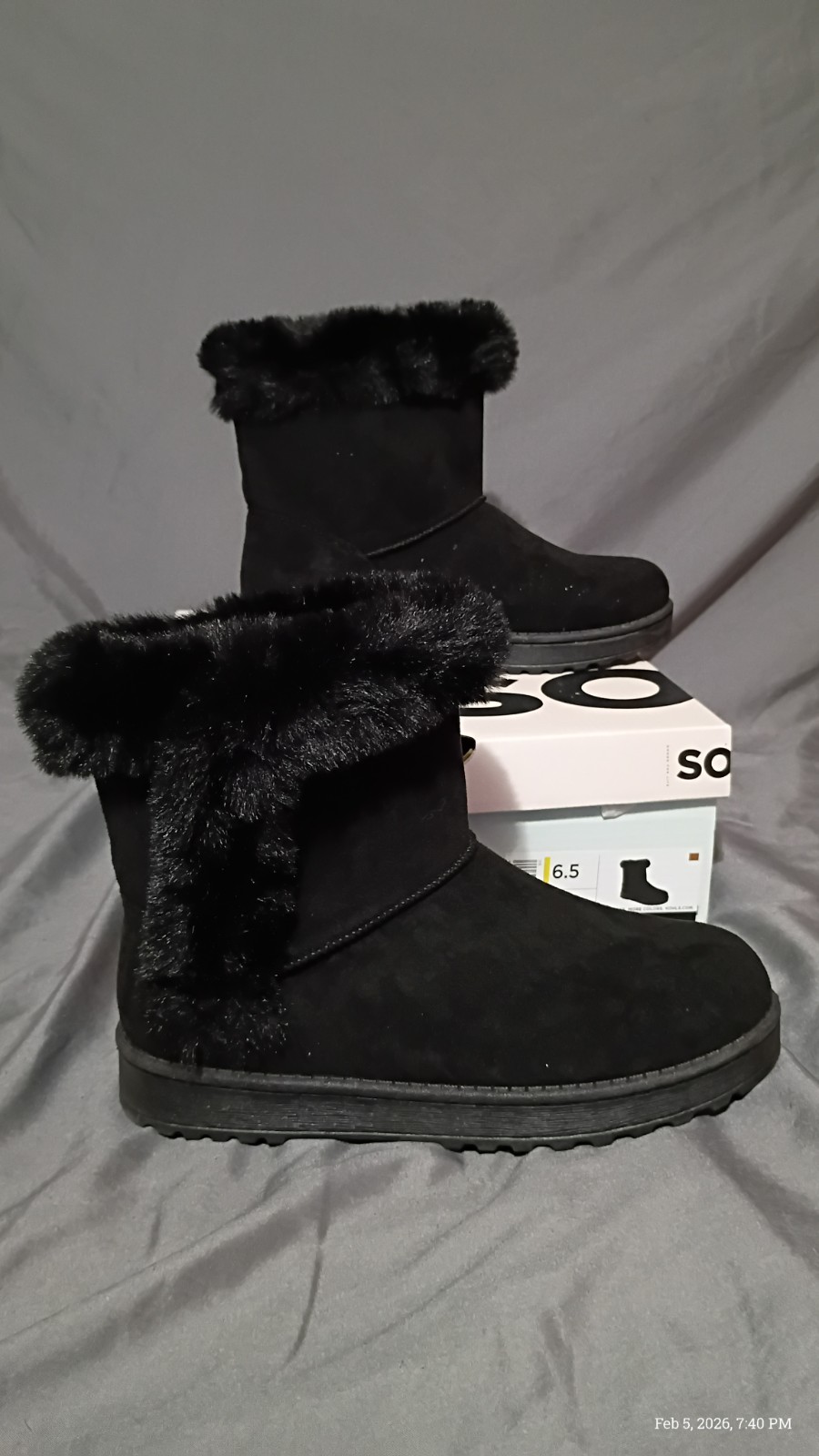So Goods For Life Paulina Black Furry Boots – Womens 6.5M