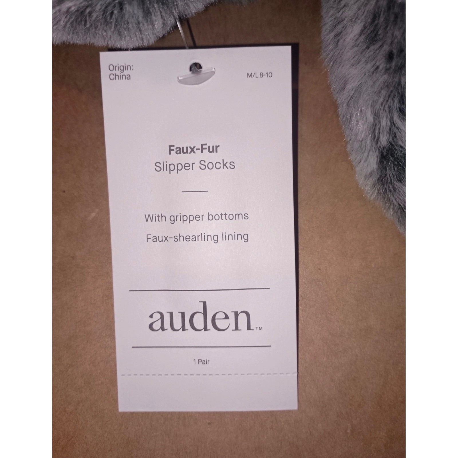 Auden Faux Fur Slipper Socks M L 8 10 Gripper Bottoms Shearling Lined