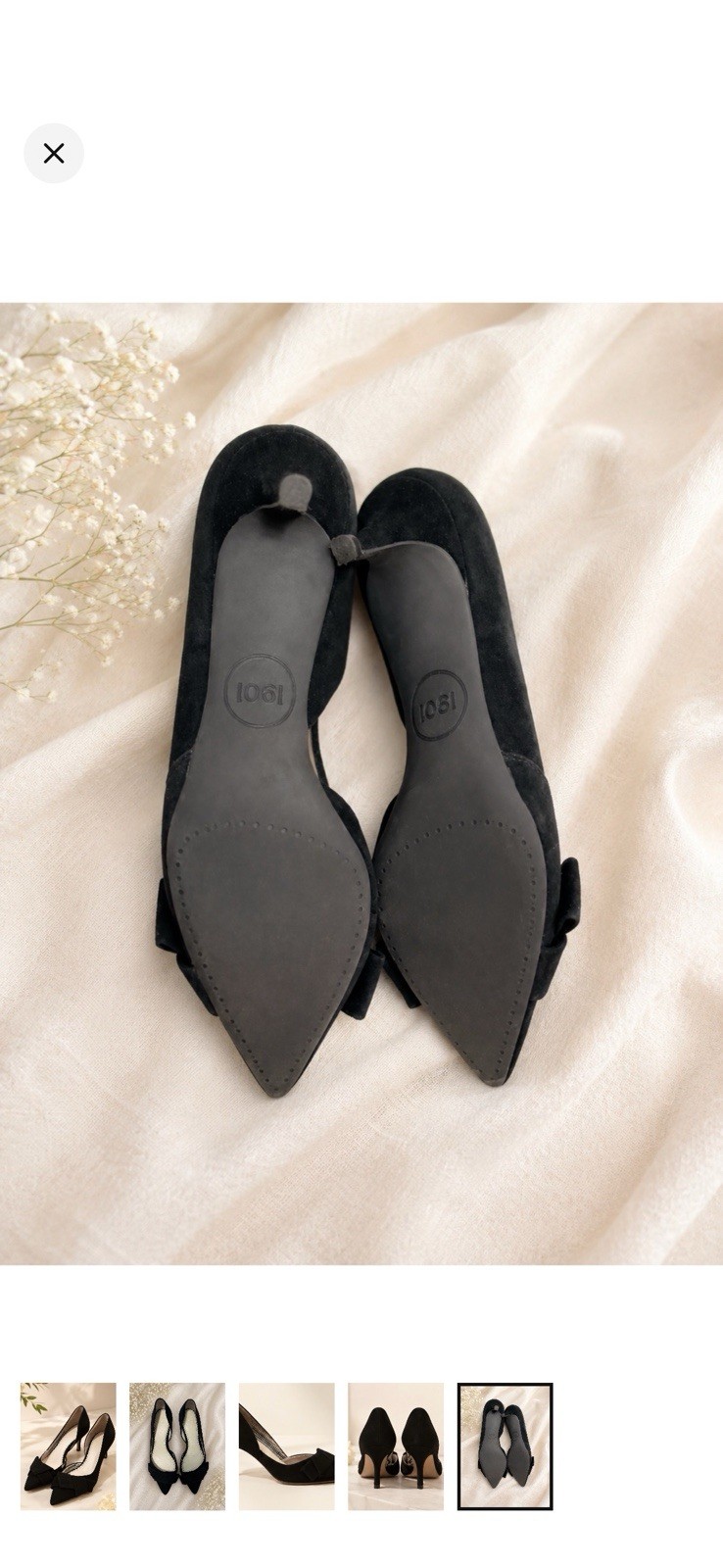 1901 Black Bow Pointed Toe Pumps Women’s Elegant Pin Up Vintage Style Size 7.5