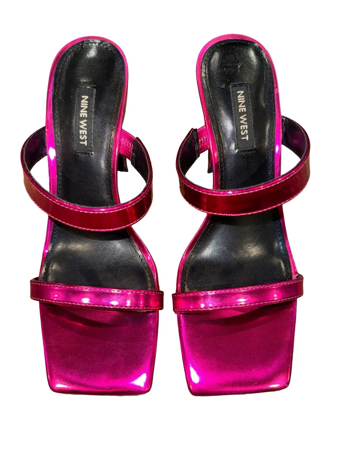 Nine West Women’s Darlb 3 hot pink metallic sandal heels Size 7.5