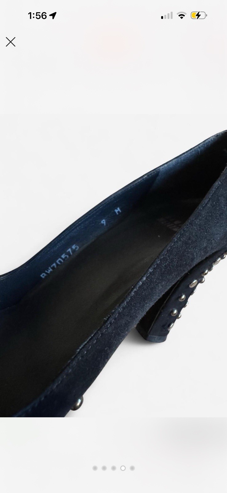 Stuart Weitzman Women’s Black Suede Studded Round Toe Slip-On Pumps US 9