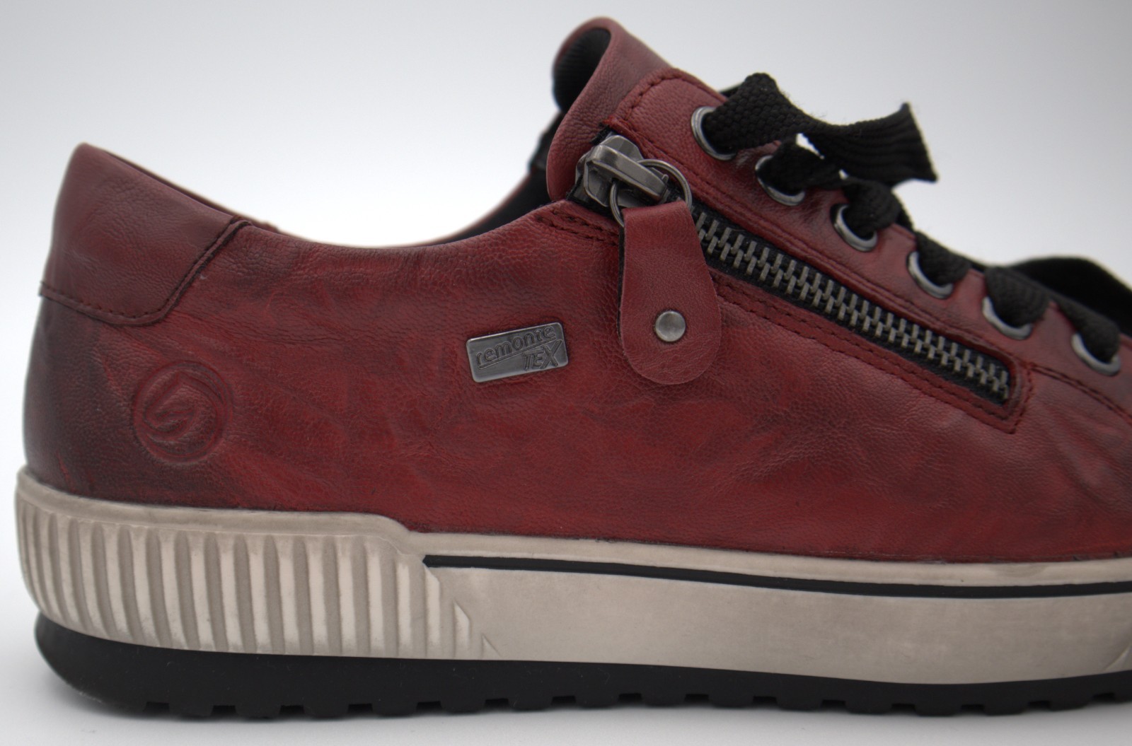 Remonte Maditta 00 Leather Sneakers Red EU 37 US 6–6.5 Women Lace-Up Side Zip