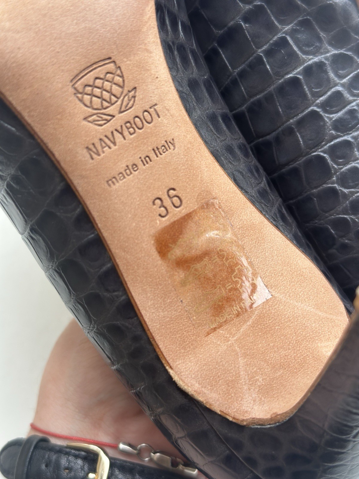 Navyboot Italian Navy Blue Crocodile Leather Pumps, Size 36 EU (6 US / 3.5 UK)