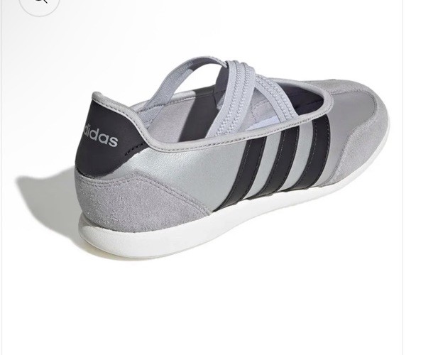 New adidas Barreda Sz 7 Mary Jane Silver Metallic Core Black Casual Shoes *read*