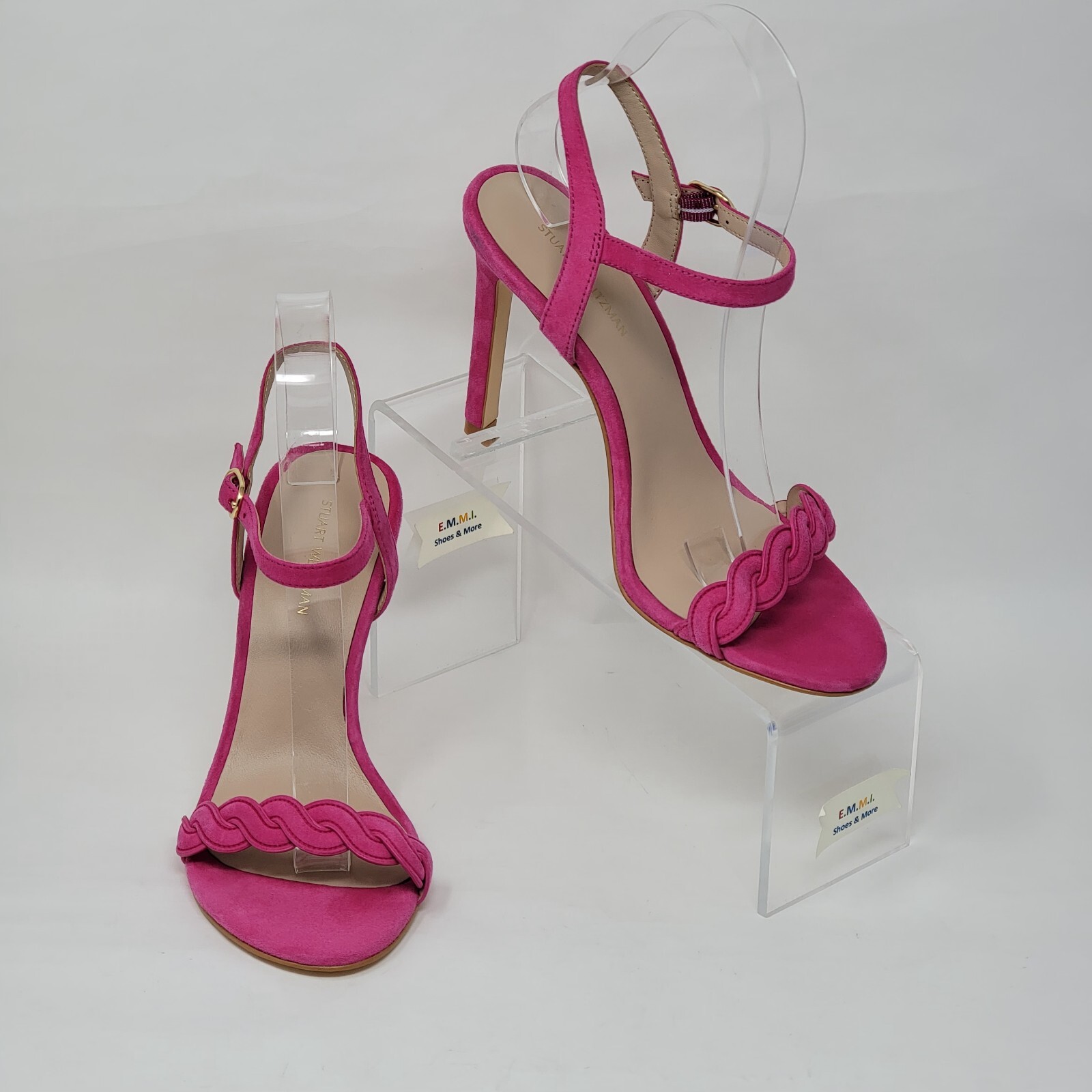 Stuart Weitzman Womens Dancer Twistie 100 Suede Pink Stiletto Heels Size 7.5 New