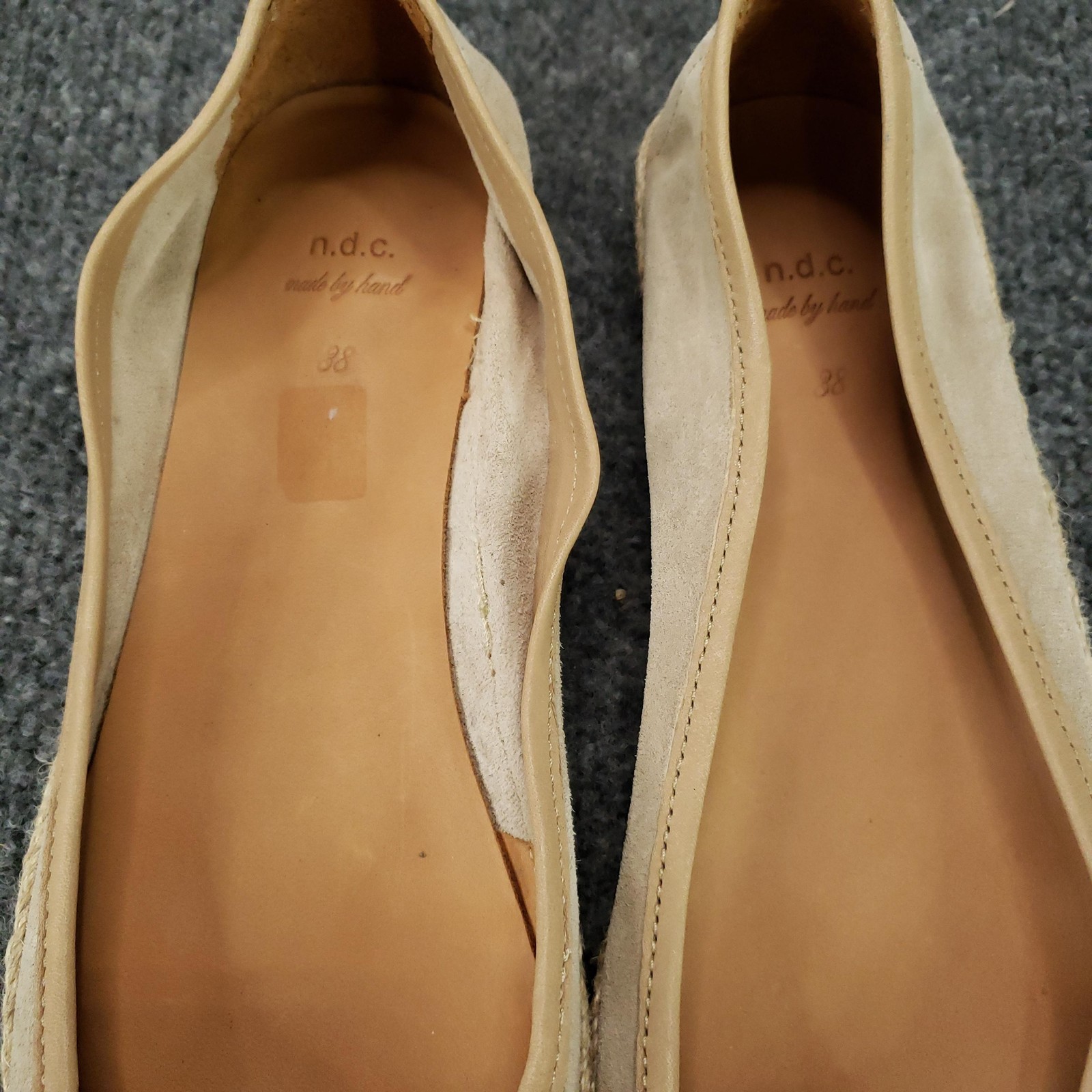 N.d.c. Shoes Womens Size 38 Beige Espadrille Flats Slip On Made By Hand Suede