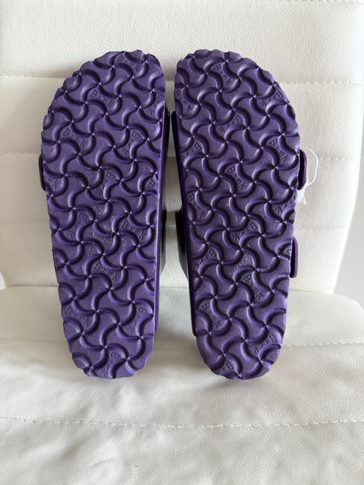 BIRKENSTOCK LEATHER SHINY DOUBLE BUCKLE SLIDE ON SANDALS SIZE 37 GERMANY