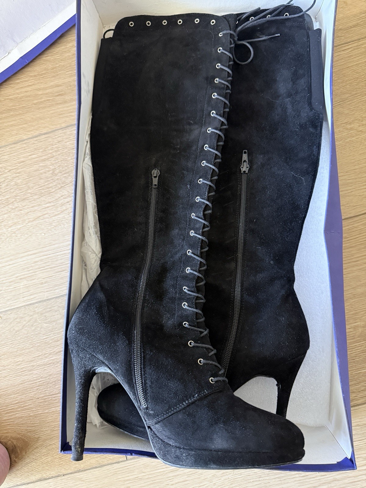 Stuart Weitzman Typhoon Knee-High Lace-Up Boots