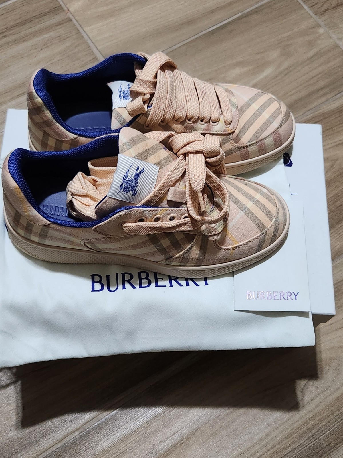 Burberry Checked Beige Sneakers Women’s Size 38 US