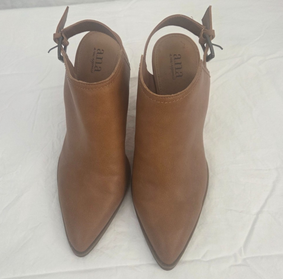 A New Day Women’s Brown Slingback Booties Pointed Toe Block Heel Size 9