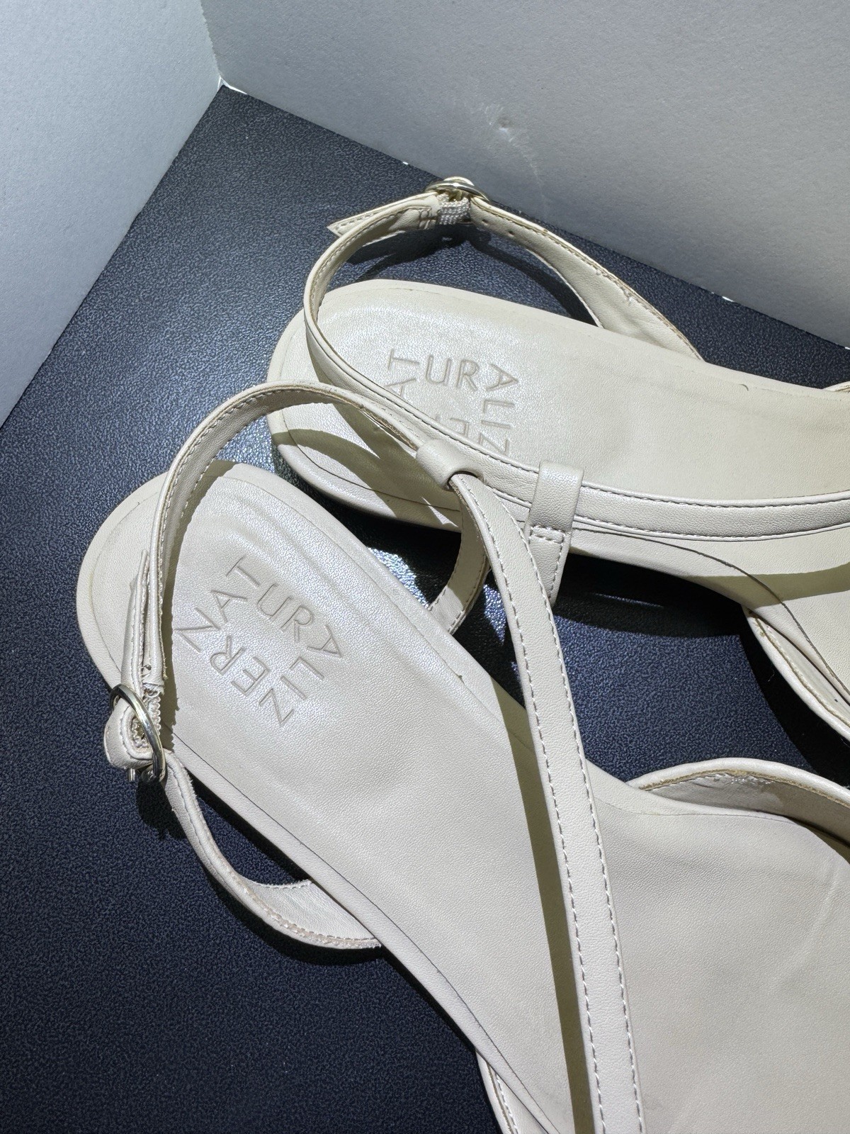 Naturalizer Hawaii 2 Opal Tan Straw Slingback Pointed Toe Flats Size 10W EUR 41