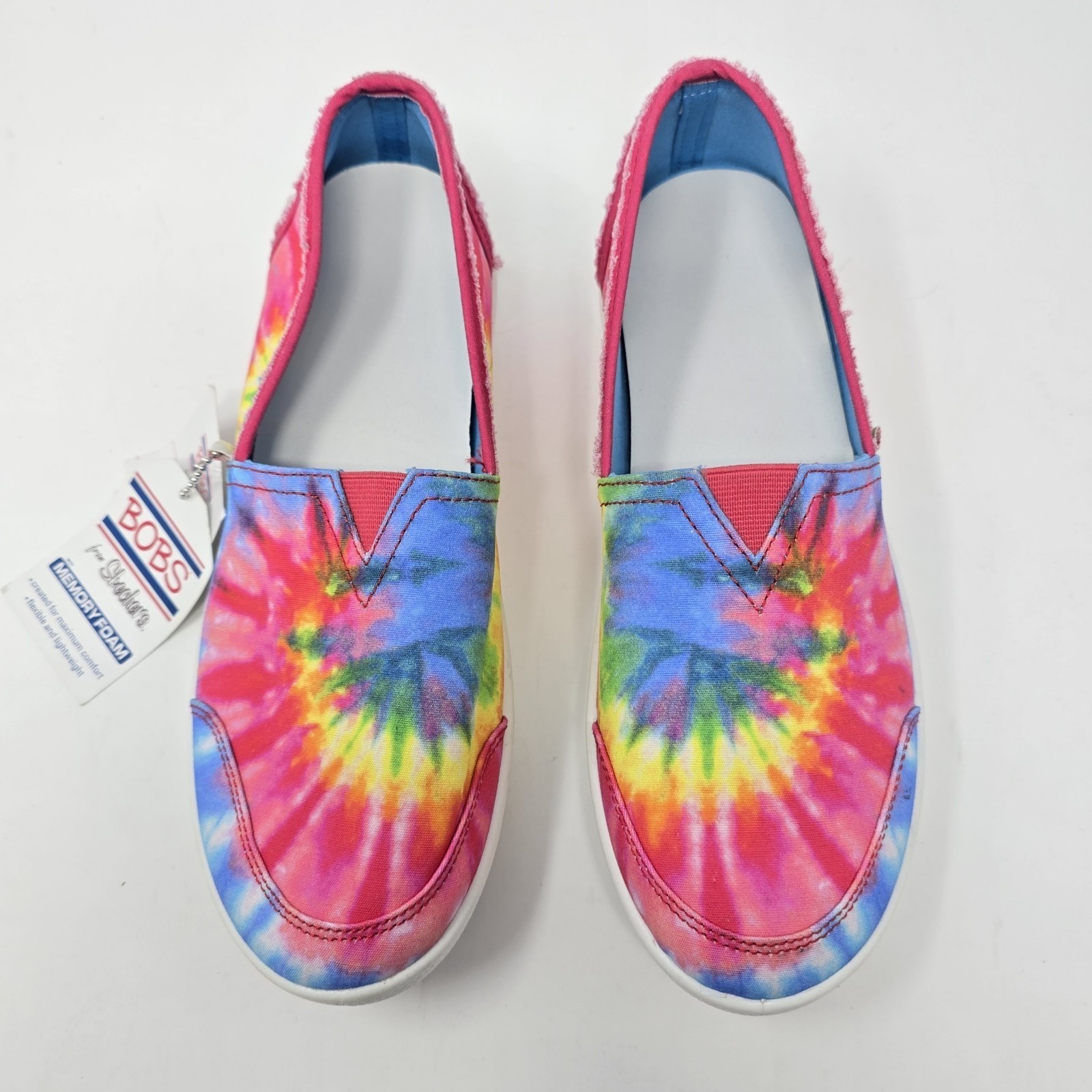 Skechers BOBS Women 8.5 Tie Dye Memory Foam Slip On Shoes Multi Color 113150 MLT