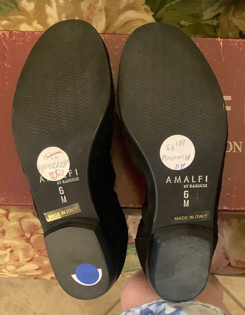 Amalfi by Rangoni Black Suede Flats Shoes Size 6 M Made In Italy