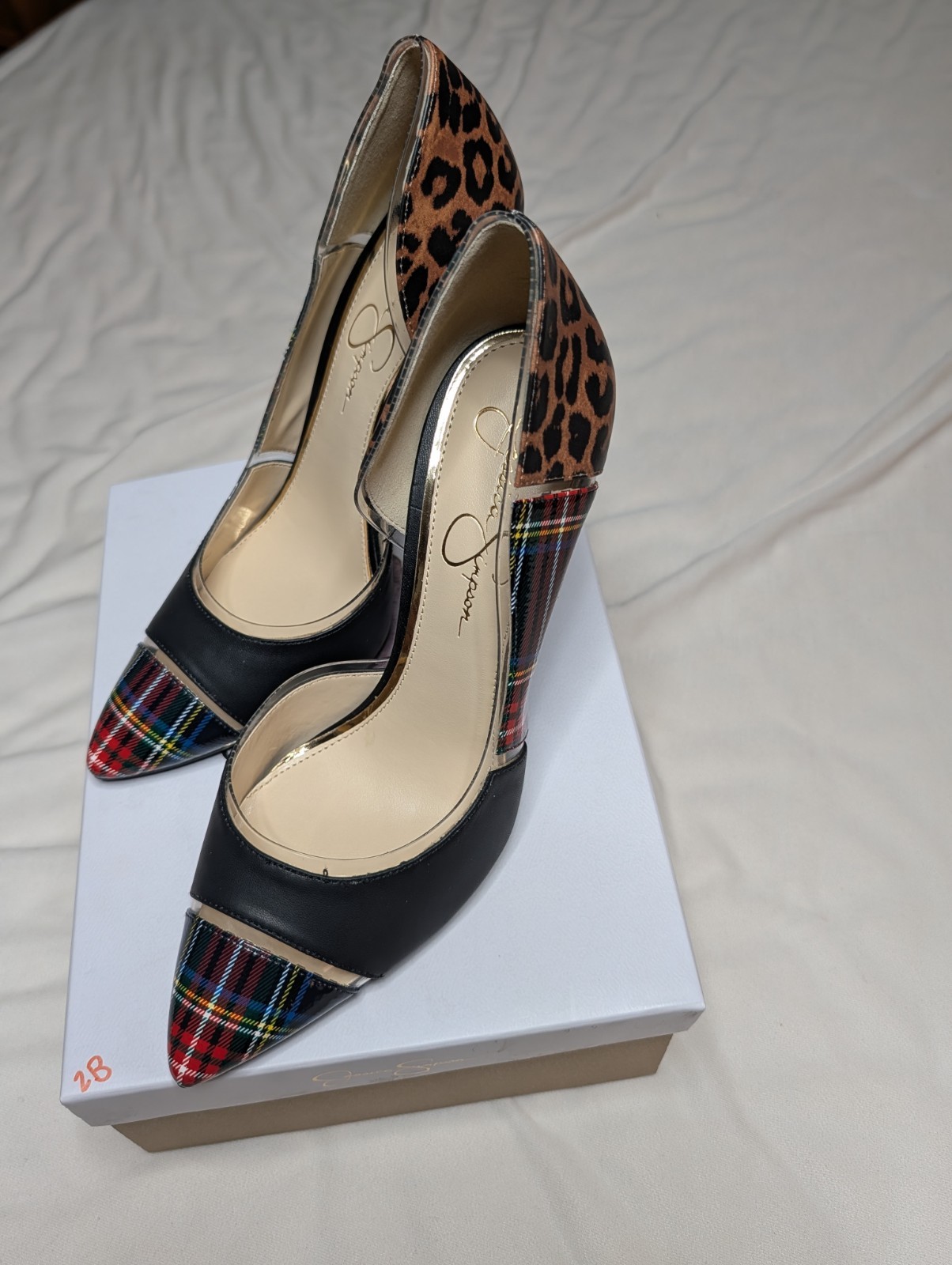 Jessica Simpson Women’s Pump Pointed Toe Slip-On Stiletto Black 10 Plastic