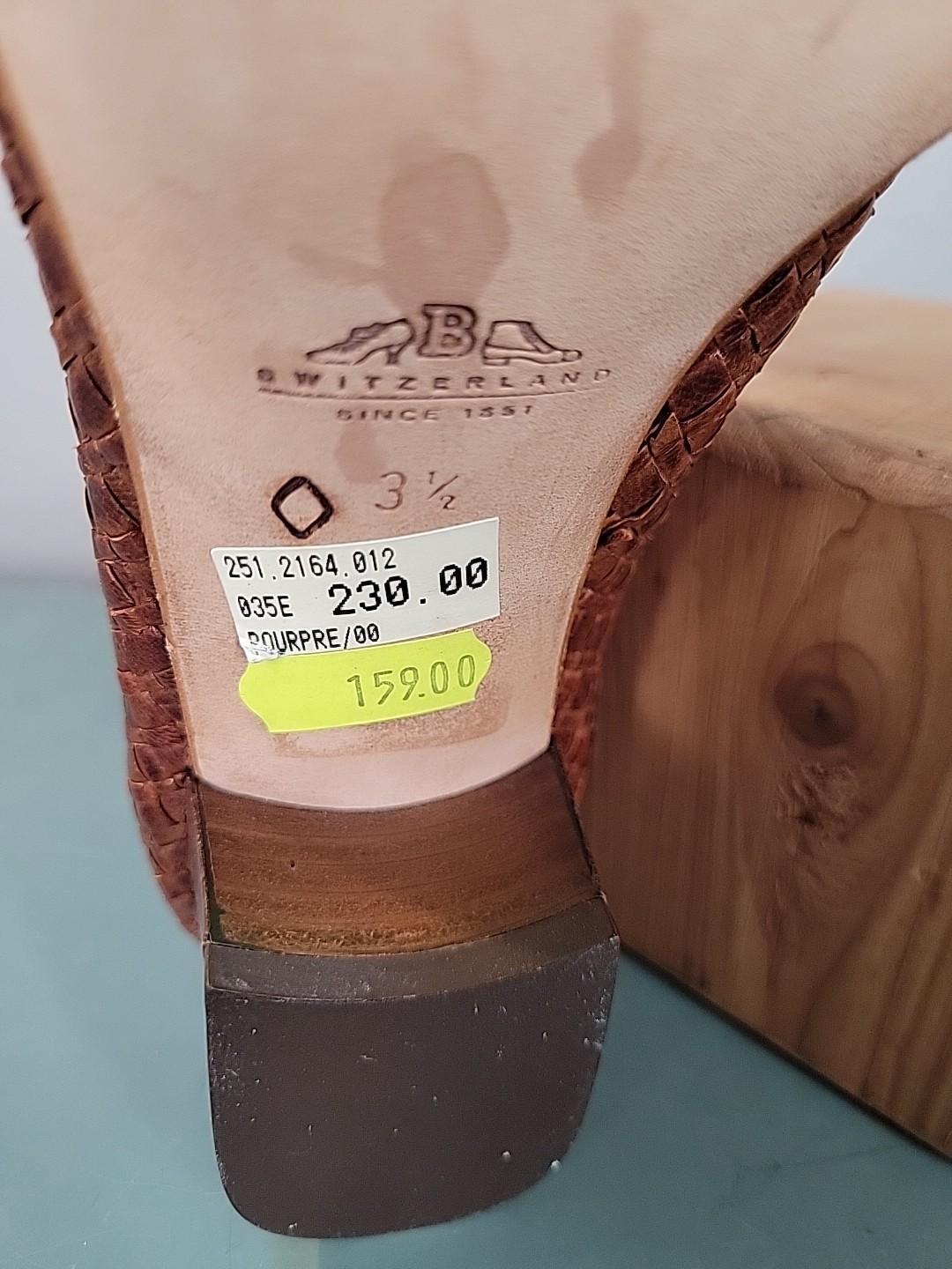 NWOB Bally Vtg Woven Brown Leather Heels Womens 3.5 – US 6 Made In France