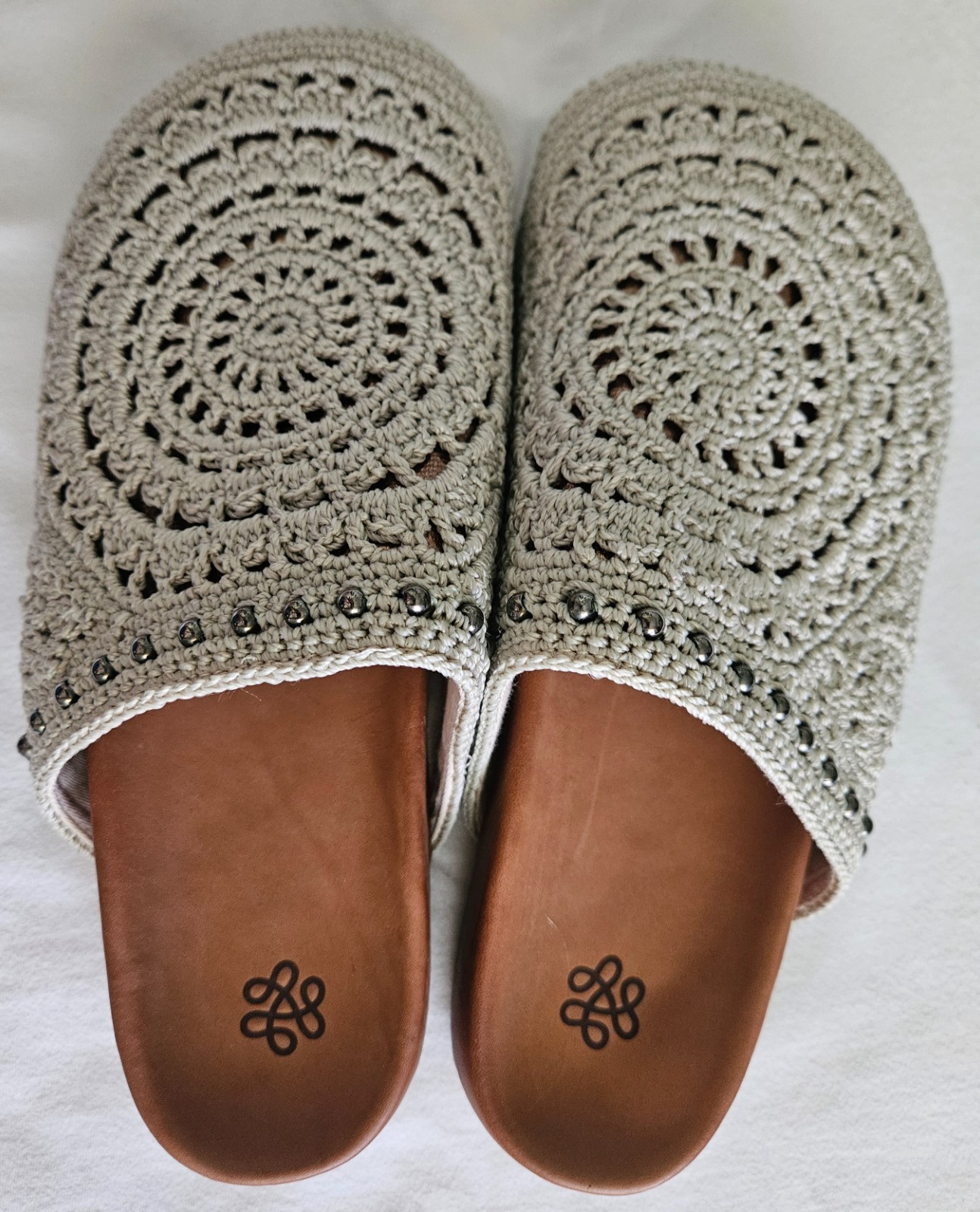 The Sak Women Bolinas Crochet Clogs Size 9 Natural Medallion Slip On Casual Mule