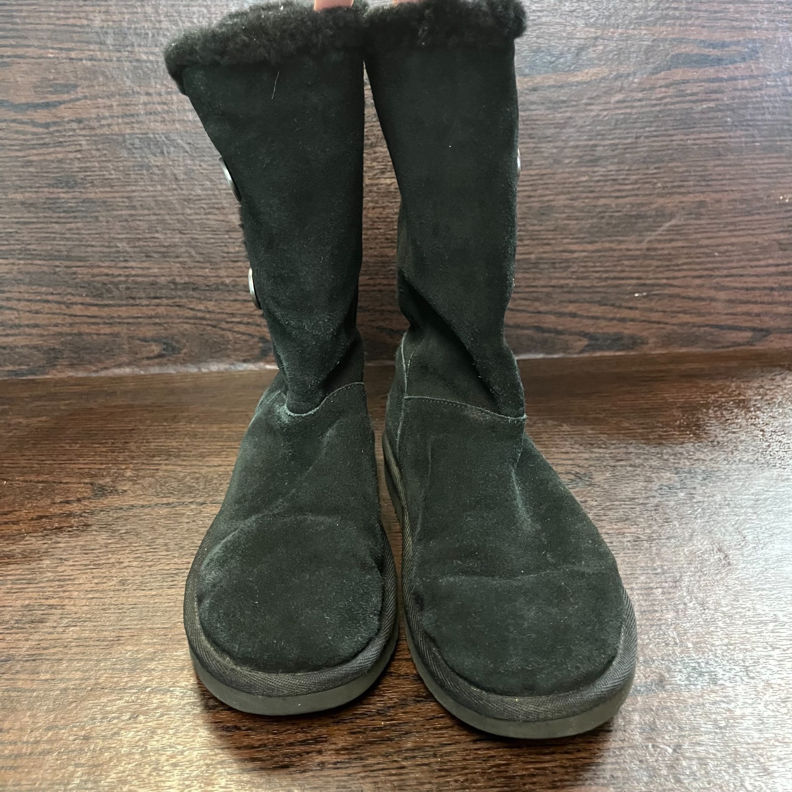 Koolaburra by UGG Women Victoria Tall Boots Size 7 Black Suede Shearling 1096409