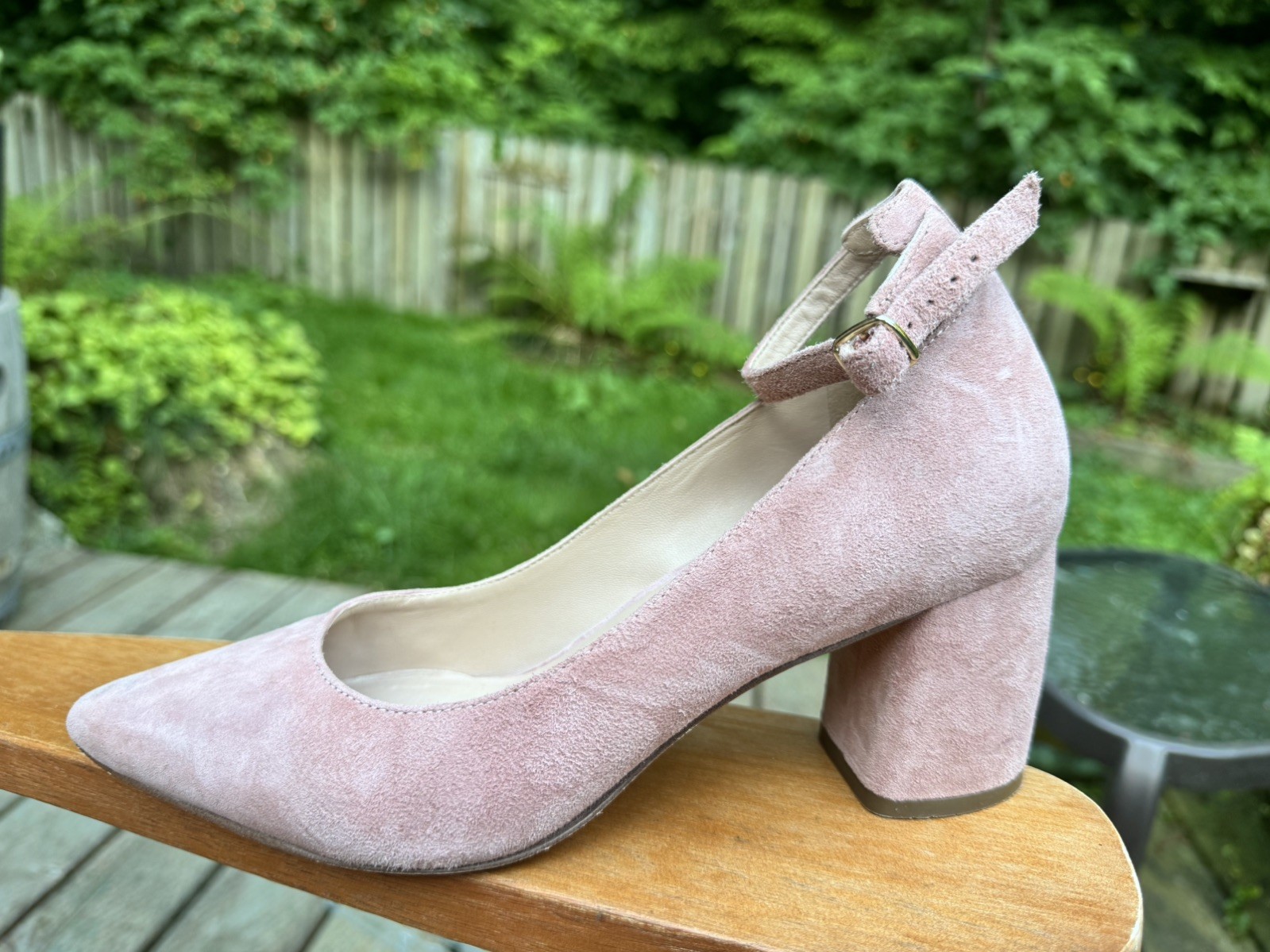 27 EDIT naturalizer blush pink suede pointed-toe ankle-wrap pumps