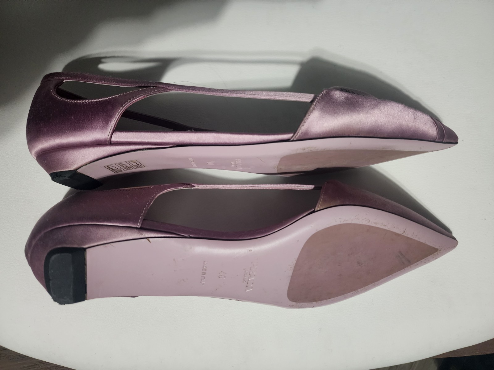 PRADA Satin Cut-Out Pointed Toe Ballerina Flats Rose Pink/ Women’s EU 40