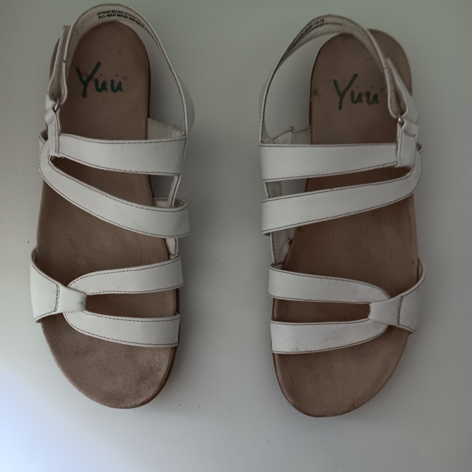 Yuu Janne Size 8.5 M White Women Man Made Slingback Strappy Sandals