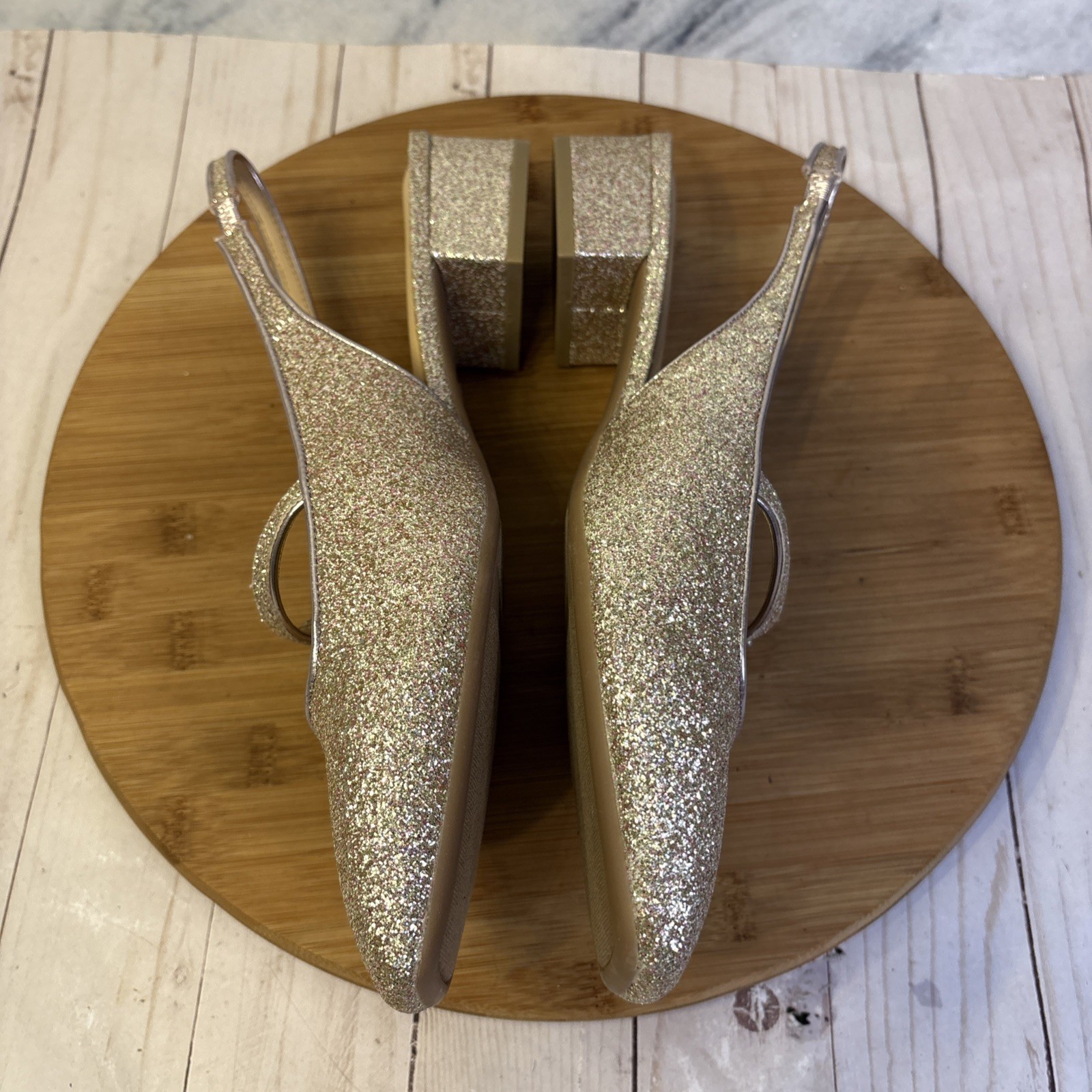 On 34th Women’s Amelia Buckled Slingback Pumps Rose Gold Glitter 11 M