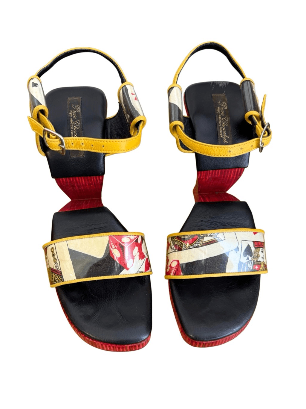 Vintage Pure Chocolat/Fred Slatten Queen’s Luck Sandals Sz7 Rare, Pop-Art, 70’s