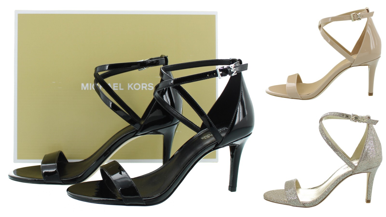 Michael Kors Ava Mid Sandal, Women’s Leather Strappy 3.25″ Pump Heels