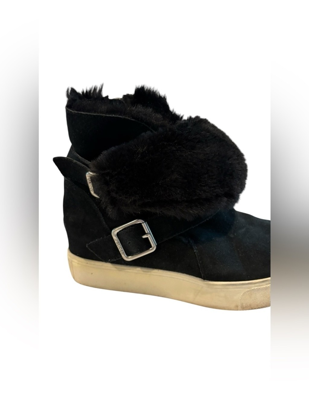 J/Slides Wells boots – faux fur botties in black. Size 7.5