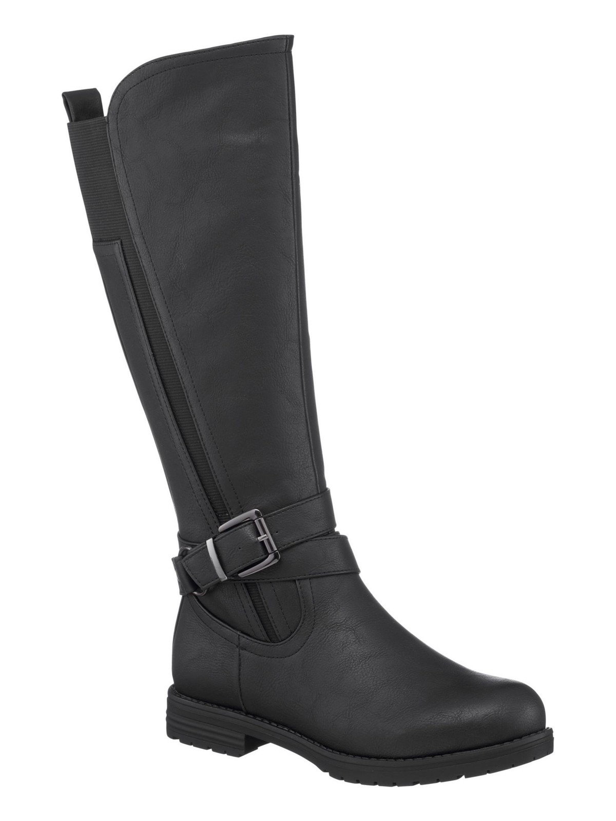 G.C. SHOES Womens Black Pull Tab Goring Aston Round Toe Block Heel Riding Boot 8