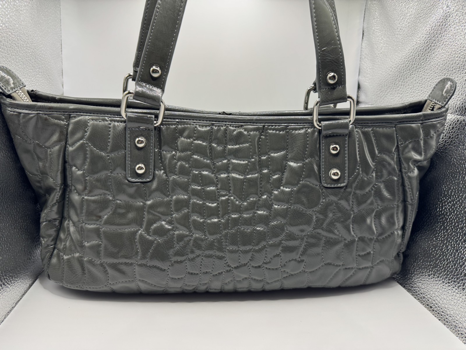 Suede & Co. Lacoquette Grey Purse. Some Damages See Pictures