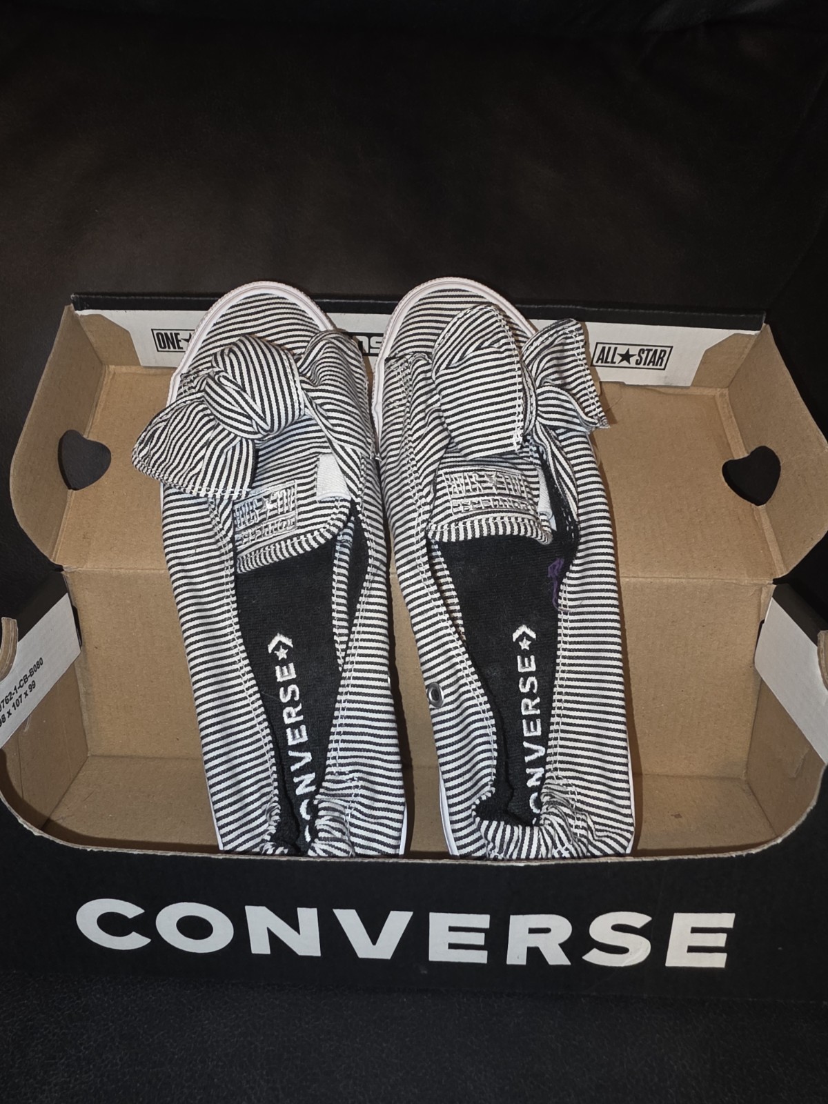 Converse CTAS Knot Slip Slip-On Striped Bow Low Top Sneakers 560673C