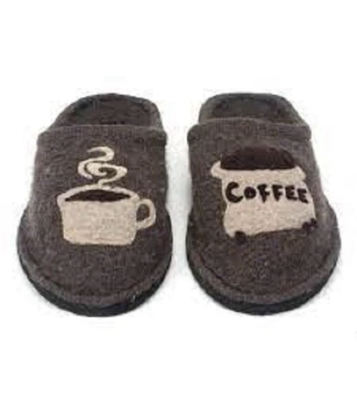 HAFLINGER COFFEE INDOOR WOOL SLIPPERS COMFY SZ US 8 EU 39 Brown Wool