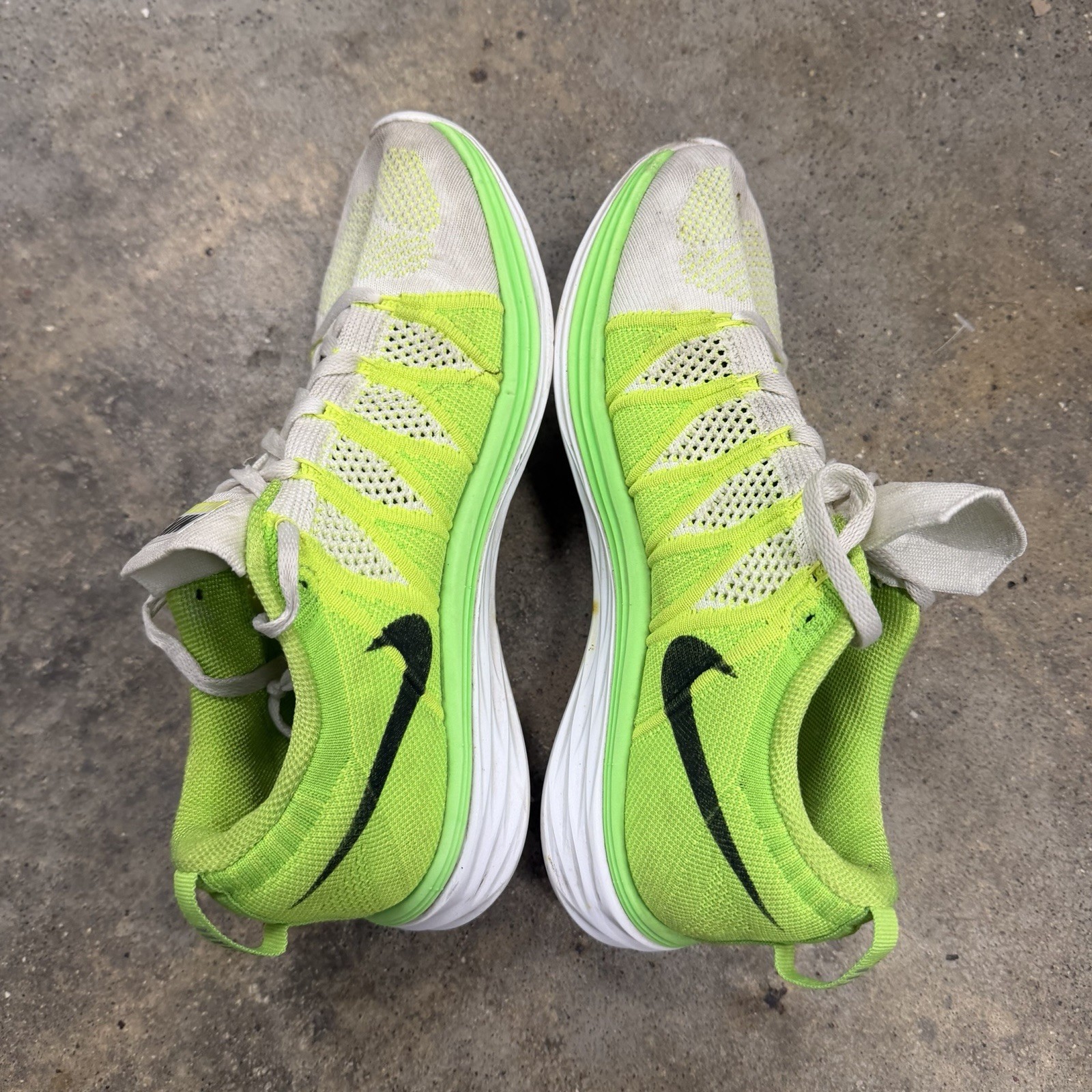 Nike Womens 8 Flyknit Lunar 2 620658-107 White Mesh Running Shoes Sneakers