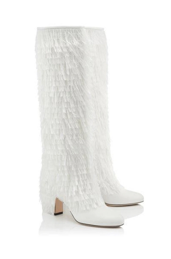 Jimmy Choo Magalie 65 White Fringed Boots Sizes 36.5 / 37 NEW WITH BOX