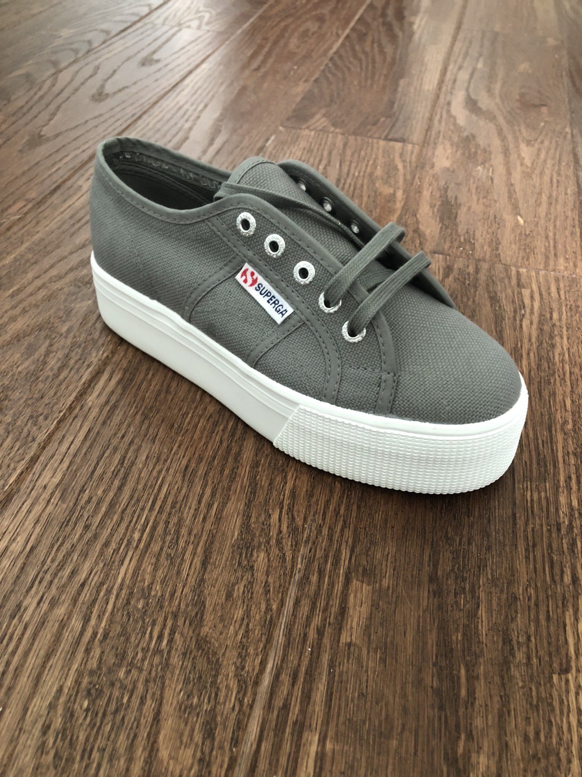 SUPERGA 2750 Gray Sage Canvas Platform Sneakers US 6 NEW