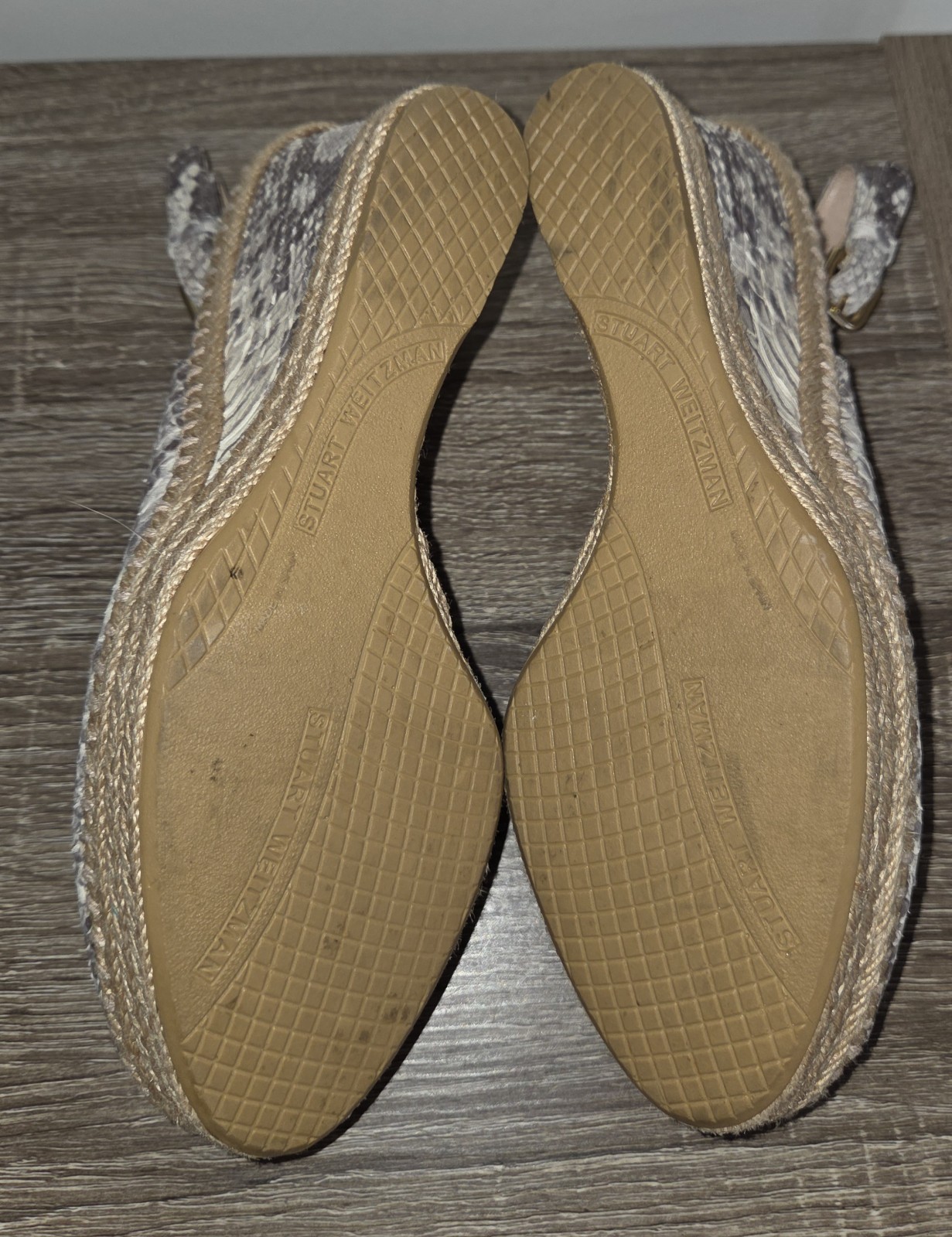 Stuart Weitzman Snakeskin Espadrille Wedge Slingback Heels 9N SEE DESCRIPTION