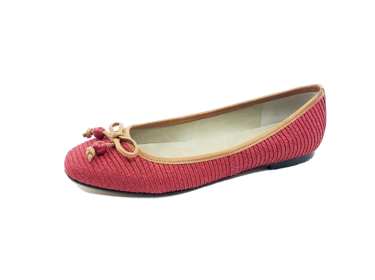 Talbots Fanny 22 Womens Ballet Flats Red Textile Leather Trim Size 9M