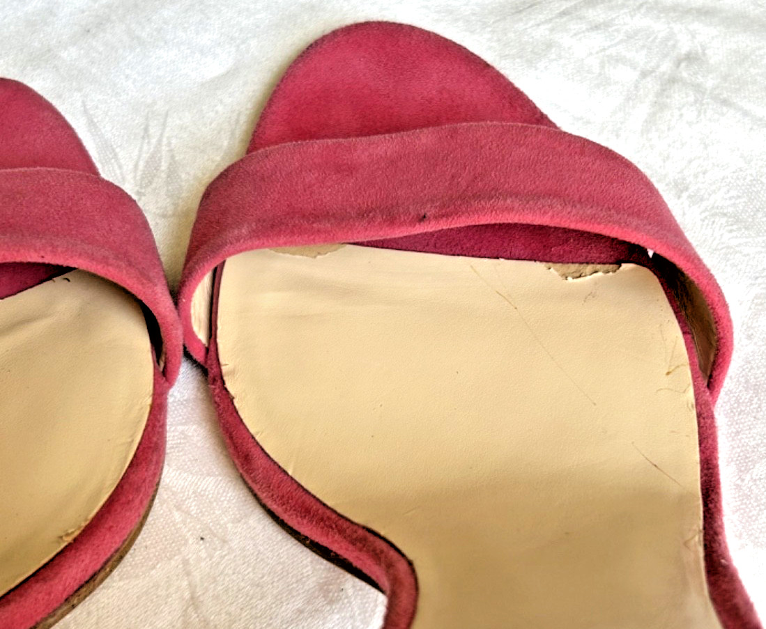 NINE WEST Fuchsia Pink Leather Strapped Heels Sandal Stiletto Heel Womens 11M