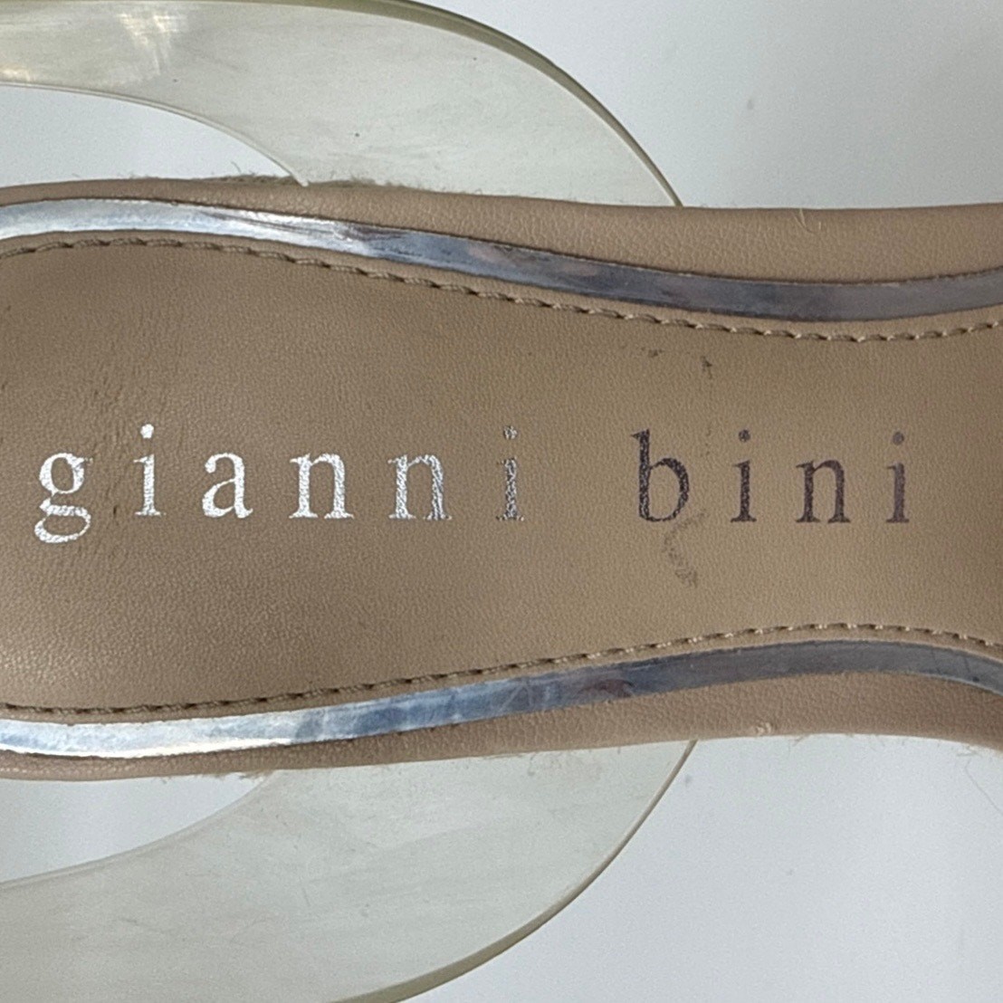 Gianni Bini Espadrille Platform Wedge Sandals Women 6 Nude Clear PVC Ankle Strap