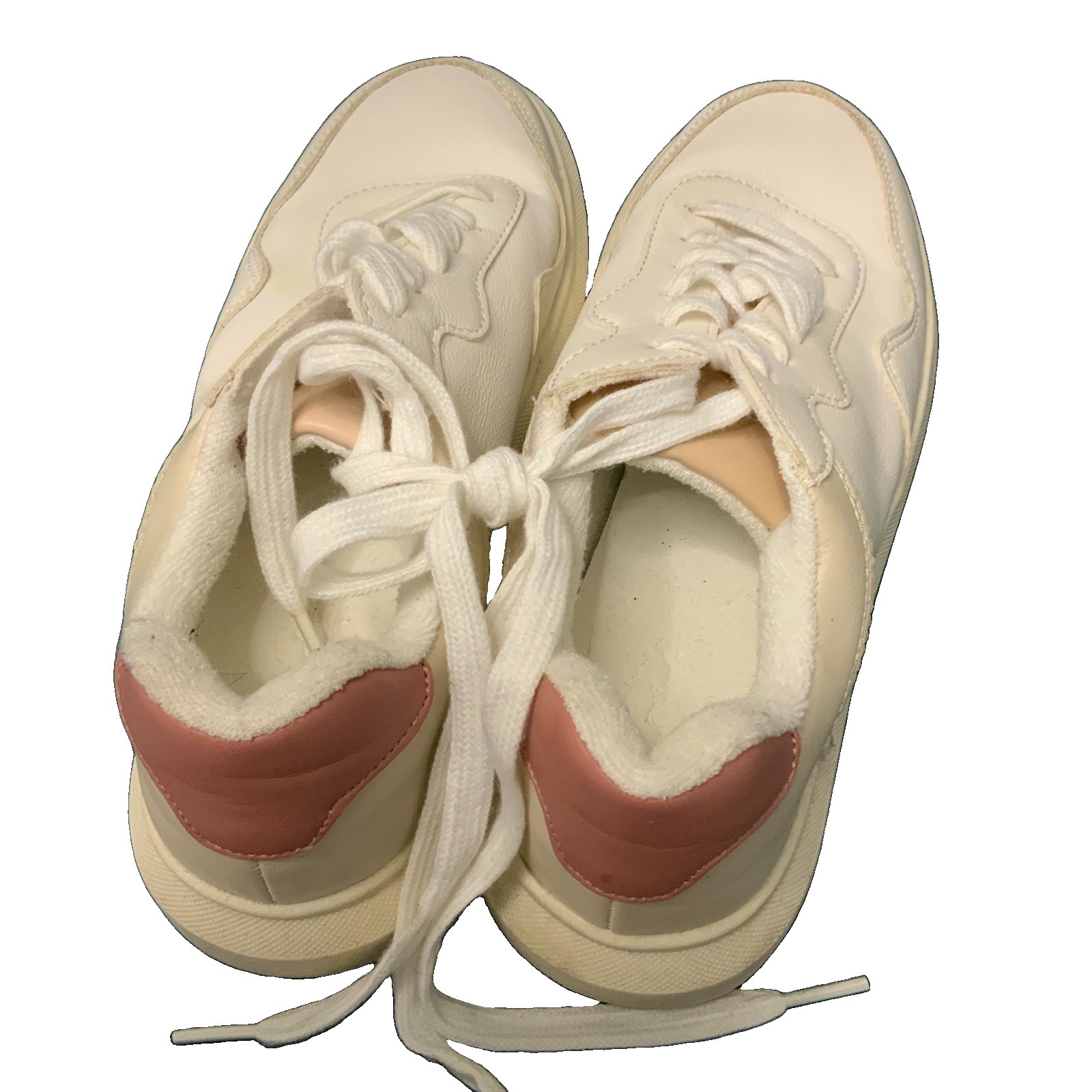 Shoes Women White Pink Lace Up Chunky Size 7