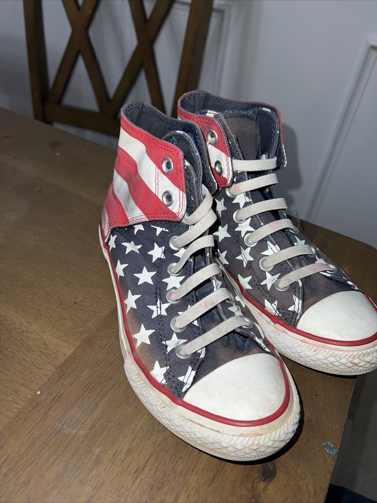 Converse 622366F American Flag Hook And Loop Junior 4 High Top!